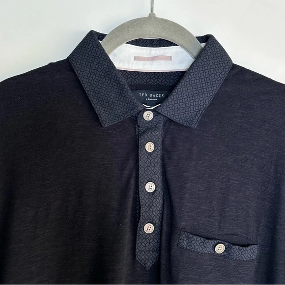 2-Ted Baker London Men’s Modern Slim Fit Polos Shirts Navy Blue Size 4 (Large) - Picture 3 of 16